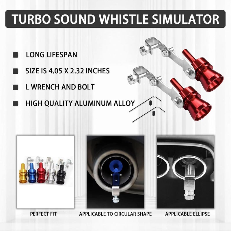 Hirificing 2PCS Exhaust Turbo Whistle, Loud Turbo Sound Booster Exhaust Muffler Pipe Aluminum Alloy Whistle,Car Roar Maker Turbo Sound Enhancer Whistle Simulator(XL-Red) - Image 3
